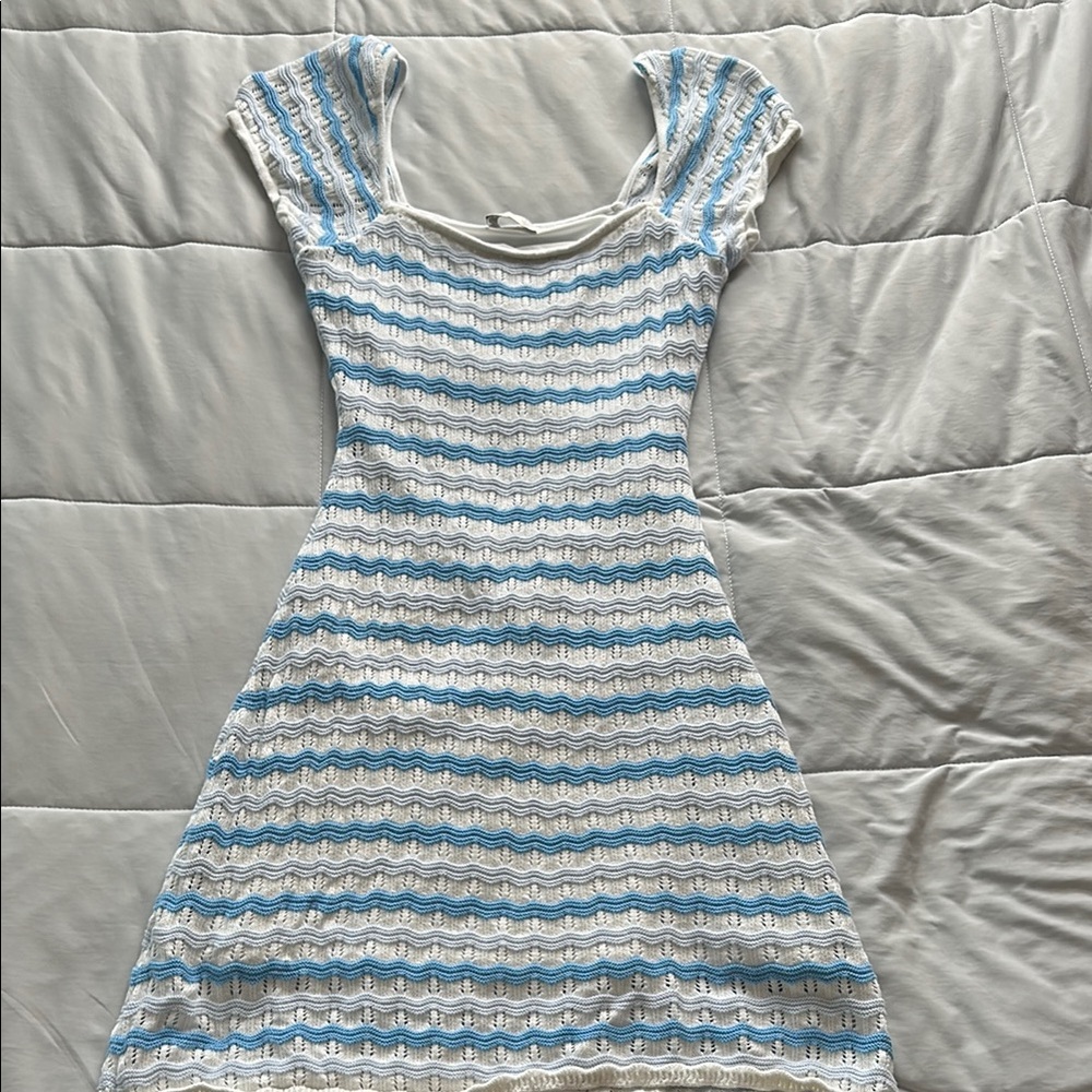 Hollister Blue and White Mini Sundress